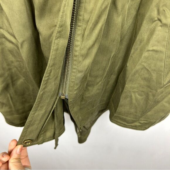 Eileen Fisher army green olive utility long hooded jacket size XS - Picture 5 of 9